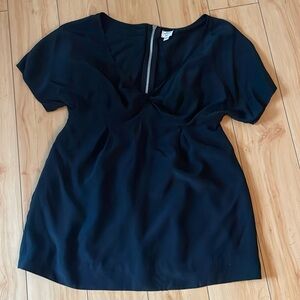 Aritizia Wilfred 100% Silk Blouse, S, Long Zipper in Back, Twist Knot Front